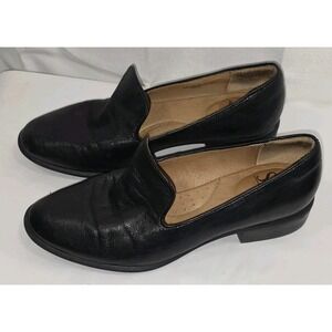 Sofft Leather Black Loafers Slip On Shoes Round Toe Comfort Womens Size 8M